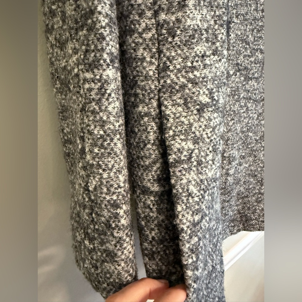 Club Monaco Tweed Wool Gray Marled Zip Up Trim Long Coat Sweater Jacket‎ - Picture 3 of 12